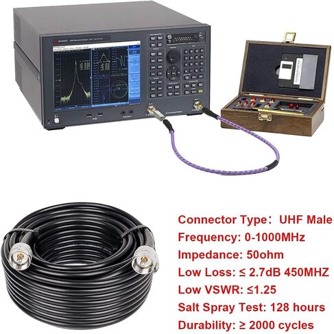 MOOKEERF RG8x Coaxial Cable 100ft,CB Coax Cable 50 Ohm,UHF PL259 Male to Male Low Loss CB Antenna Extension for HAM Radio,VHF Radio,SWR Meter,Dummy Load,Antenna Analyzer in Kuwait