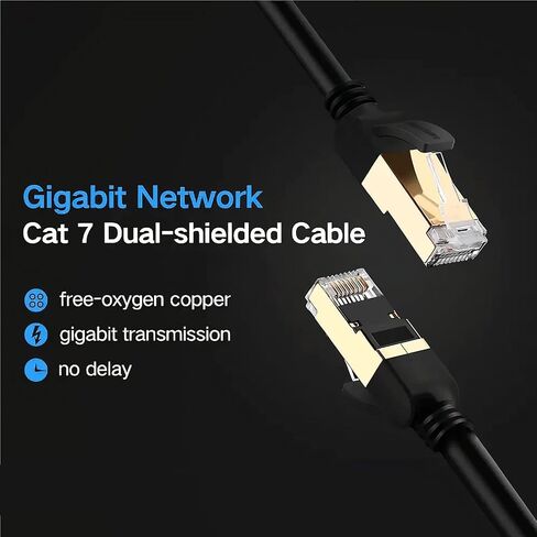 كابل الإنترنت SatelliteSale RJ45 Cat-7 شبكة إيثرنت SSTP 600 ميجا هرتز 10 جيجابت في الثانية سلك عالمي سلك أسود 6 أقدام in Kuwait
