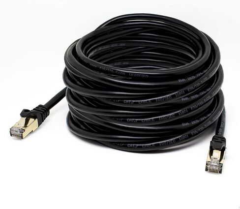 كابل الإنترنت SatelliteSale RJ45 Cat-7 شبكة إيثرنت SSTP 600 ميجا هرتز 10 جيجابت في الثانية سلك عالمي سلك أسود 6 أقدام in Kuwait