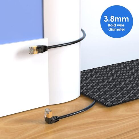 Traovien Cat 8 Ethernet Cable, 2ft 90 Degree Gold Plated RJ45 Connector 10 Gigabit CAT8 All-Copper Double-Shielded Gaming Network Computer Router Engineering Cable 40Gbps, 2000Mhz(Down Angle) in Saudi Arabia