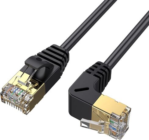 Traovien Cat 8 Ethernet Cable, 2ft 90 Degree Gold Plated RJ45 Connector 10 Gigabit CAT8 All-Copper Double-Shielded Gaming Network Computer Router Engineering Cable 40Gbps, 2000Mhz(Down Angle) in Saudi Arabia