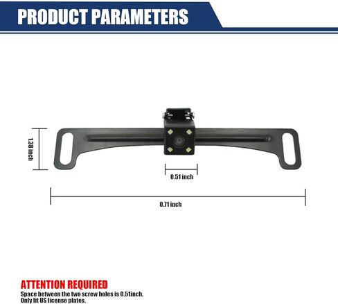 Dewkou 1 PC Car Rear View Camera License Plate Bracket, 7.6In x 1.3In Metal Waterproof Stable Camera Holder with Installation Component, Universal Reverse Camera Mount for Car SUV Motorcycle (Black) in Kuwait