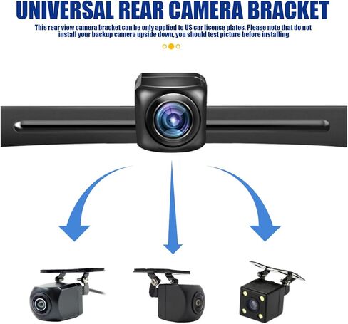 Dewkou 1 PC Car Rear View Camera License Plate Bracket, 7.6In x 1.3In Metal Waterproof Stable Camera Holder with Installation Component, Universal Reverse Camera Mount for Car SUV Motorcycle (Black) in Kuwait