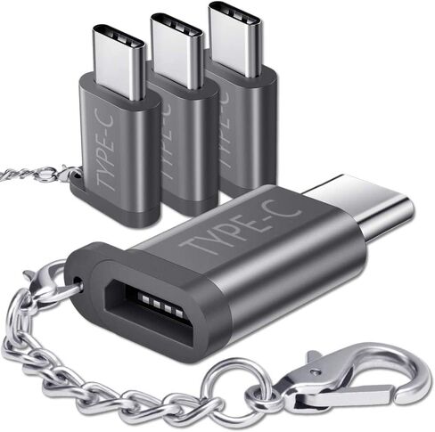 محول JSAUX Micro USB (أنثى) إلى USB C 4 حزم، محول USB من الألومنيوم من النوع C مع سلسلة مفاتيح شحن سريع متوافق مع Samsung Galaxy S10 S9 S8 Plus Note 9 8، LG V30 G5 G6، Moto Z Z2، والمزيد (أحمر) in Kuwait