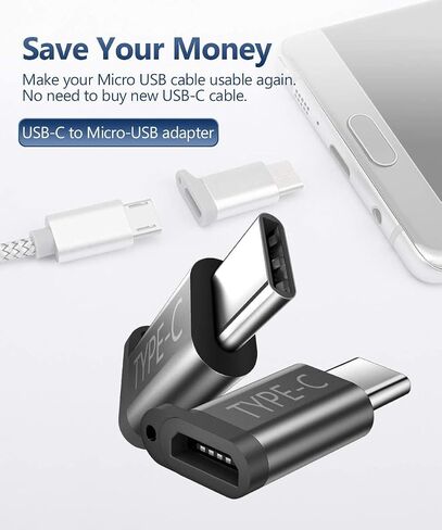 محول JSAUX Micro USB (أنثى) إلى USB C 4 حزم، محول USB من الألومنيوم من النوع C مع سلسلة مفاتيح شحن سريع متوافق مع Samsung Galaxy S10 S9 S8 Plus Note 9 8، LG V30 G5 G6، Moto Z Z2، والمزيد (أحمر) in Kuwait