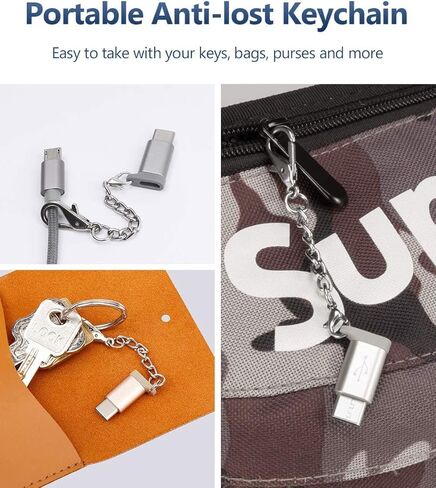محول JSAUX Micro USB (أنثى) إلى USB C 4 حزم، محول USB من الألومنيوم من النوع C مع سلسلة مفاتيح شحن سريع متوافق مع Samsung Galaxy S10 S9 S8 Plus Note 9 8، LG V30 G5 G6، Moto Z Z2، والمزيد (أحمر) in Kuwait