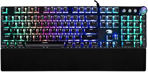 iBUYPOWER MEK 3 LT Mechanical Gaming Keyboard with Clicky Blue Switches, Aluminum Top Surface, Full Sized Keyboard, 104 Keys Low-Profile, Double Injection Keycaps, Braided USB in Kuwait