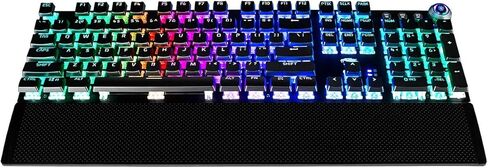 iBUYPOWER MEK 3 LT Mechanical Gaming Keyboard with Clicky Blue Switches, Aluminum Top Surface, Full Sized Keyboard, 104 Keys Low-Profile, Double Injection Keycaps, Braided USB in Kuwait