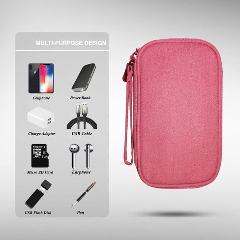 Electronics Organizer Bag Pouch Cable Charger Organizer Travel Shockproof Cord Carrying Case for Earphone Powerbank USB Hard Drive SD Card (Black) in Kuwait