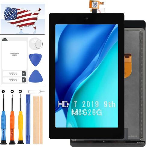 استبدال الشاشة لجهاز Amazon Kindle Fire HD7 HD 7 2019 الجيل التاسع M8S26G شاشة LCD تعمل باللمس مجموعة محول رقمي لوحة Matrxi أجزاء إصلاح زجاجية كاملة مع أدوات مجانية in Saudi Arabia