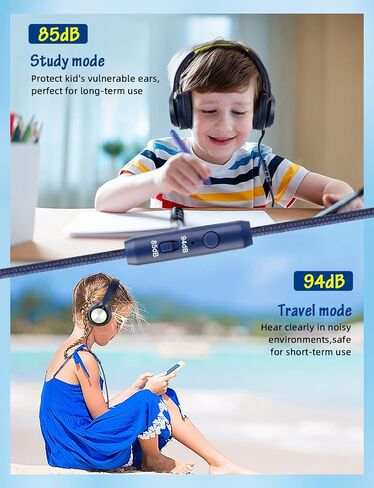 سماعات رأس USB من النوع C للأطفال للمدرسة، سماعات سلكية فوق الأذن مع ميكروفون محدود الحجم 85 ديسيبل/ 94 ديسيبل، سماعات رأس USBC محمولة للأطفال والمراهقين والأطفال عبر الإنترنت المدرسة/السفر/آي باد/الكمبيوتر اللوحي/الهاتف المحمول in Kuwait
