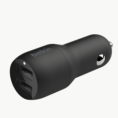 Belkin 24 Watt Dual USB Car Charger - 2 12W USB A Ports with Fast Charging for Apple iPhone 14, 14 Pro, 14 Pro Max, iPhone 13, 13 Pro, 13 Pro Max, Samsung Galaxy, AirPods & More - USB-C Charger in Kuwait