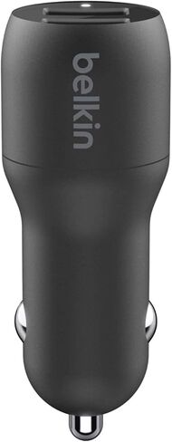 Belkin 24 Watt Dual USB Car Charger - 2 12W USB A Ports with Fast Charging for Apple iPhone 14, 14 Pro, 14 Pro Max, iPhone 13, 13 Pro, 13 Pro Max, Samsung Galaxy, AirPods & More - USB-C Charger in Kuwait