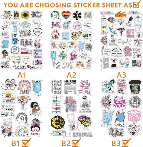 Nurse Stickers for Water Bottles and Laptop, Nursing Stickers for Nurse Students, Nurses, and Healthcare Workers, Waterproof, Reusable, No Residue Vinyl Decal Perfect Nurse Gift (75 Designs) in Kuwait