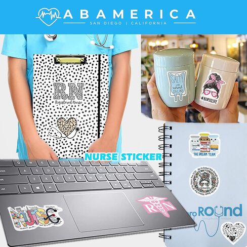 Nurse Stickers for Water Bottles and Laptop, Nursing Stickers for Nurse Students, Nurses, and Healthcare Workers, Waterproof, Reusable, No Residue Vinyl Decal Perfect Nurse Gift (75 Designs) in Kuwait