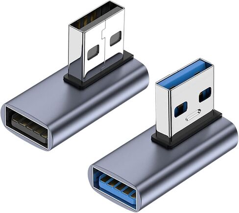 AreMe 90 درجة USB 3.1 محول 2 حزمة، الزاوية اليسرى USB A ذكر إلى أنثى محول موسع للكمبيوتر والكمبيوتر المحمول وشاحن USB A وبنك الطاقة والمزيد in Saudi Arabia