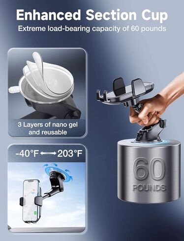 حامل موبايل للسيارة من سمورفيت، مناسب للوحة العدادات/ الزجاج الأمامي/ النافذة، حامل هاتف خلوي/ ايفون للسيارة والشاحنة، حامل ذراع تلسكوبي شامل للهاتف المحمول in Kuwait