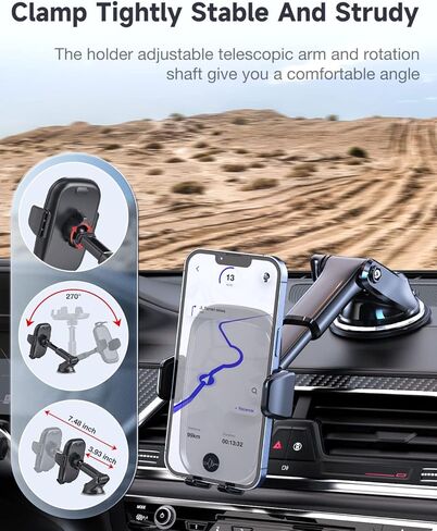 حامل موبايل للسيارة من سمورفيت، مناسب للوحة العدادات/ الزجاج الأمامي/ النافذة، حامل هاتف خلوي/ ايفون للسيارة والشاحنة، حامل ذراع تلسكوبي شامل للهاتف المحمول in Kuwait