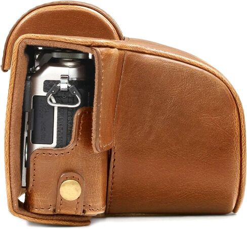 Megagear Olympus Pen E-Pl8 حقيبة وحزام جلدي للكاميرا مع إمكانية الوصول للبطارية - بني فاتح - MG919 in Saudi Arabia