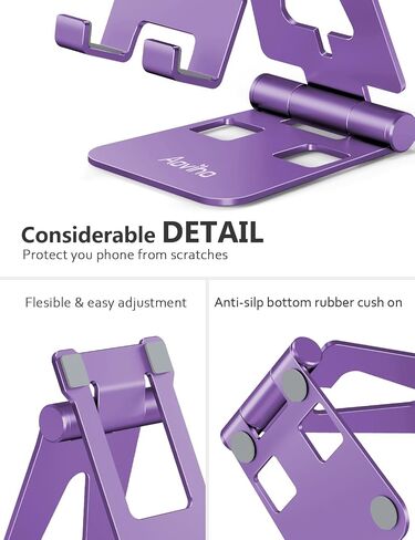 Aoviho Foldable Cell Phone Stand for Desk, Holder for iPhone,Black in Saudi Arabia