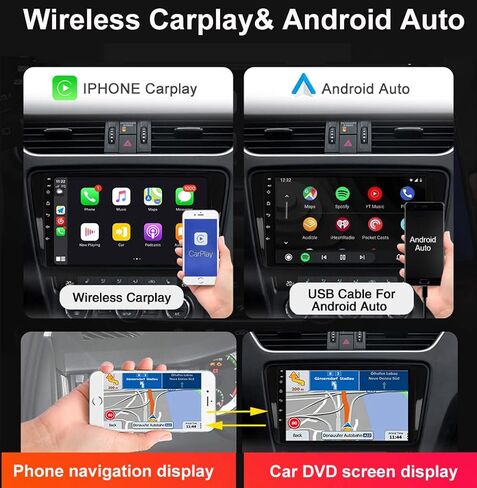 Actasian 4 Core Double Din Car Stereo Wireless Carplay Android Auto مع نظام كاميرا رؤية محيطية 360 درجة، راديو سيارة أندرويد بشاشة لمس 9 بوصة مع بلوتوث 5.0، DSP، WiFi، GPS، FM/RDS، SWC in Kuwait