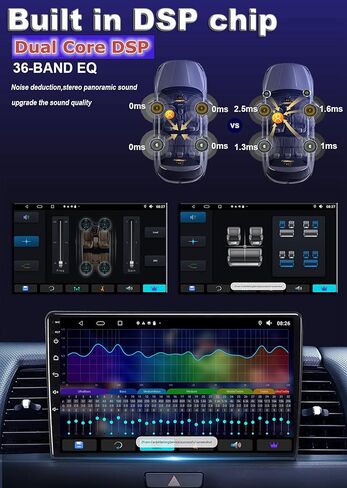 Actasian 4 Core Double Din Car Stereo Wireless Carplay Android Auto مع نظام كاميرا رؤية محيطية 360 درجة، راديو سيارة أندرويد بشاشة لمس 9 بوصة مع بلوتوث 5.0، DSP، WiFi، GPS، FM/RDS، SWC in Kuwait