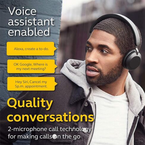 Jabra Elite 45h, Titanium Black – On-Ear Wireless Headphones with Up to 50 Hours of Battery Life, Superior Sound with Advanced 40mm Speakers – Compact, Foldable & Lightweight Design (Renewed) in Kuwait