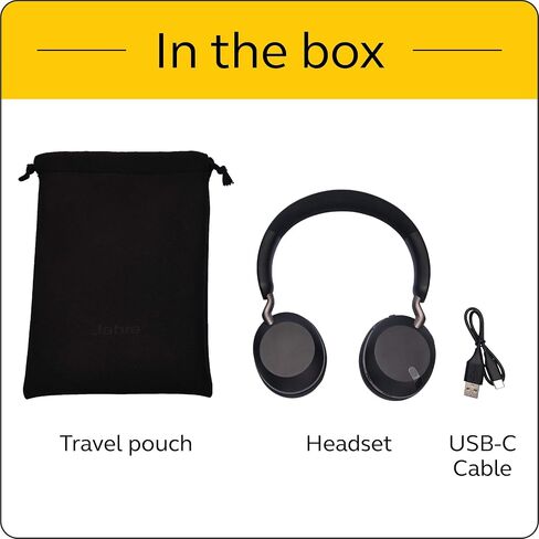 Jabra Elite 45h, Titanium Black – On-Ear Wireless Headphones with Up to 50 Hours of Battery Life, Superior Sound with Advanced 40mm Speakers – Compact, Foldable & Lightweight Design (Renewed) in Kuwait