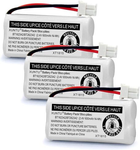 XUNTU BT162342/BT262342 2.4V 600mAh Ni-MH Cordless Phone Battery Pack BT166342/BT266342 BT183342/BT283342 Compatible with EL52351 TL90070 CS5119 DS6511 DS6722 LS6305 Handset (4 Pack) in Saudi Arabia