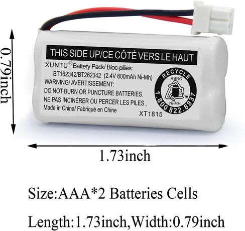 XUNTU BT162342/BT262342 2.4V 600mAh Ni-MH Cordless Phone Battery Pack BT166342/BT266342 BT183342/BT283342 Compatible with EL52351 TL90070 CS5119 DS6511 DS6722 LS6305 Handset (4 Pack) in Saudi Arabia