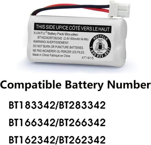 XUNTU BT162342/BT262342 2.4V 600mAh Ni-MH Cordless Phone Battery Pack BT166342/BT266342 BT183342/BT283342 Compatible with EL52351 TL90070 CS5119 DS6511 DS6722 LS6305 Handset (4 Pack) in Saudi Arabia
