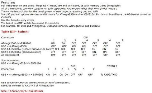 Songhe Mega2560 + واي فاي R3 ATmega2560+ESP8266 32Mb ذاكرة USB-TTL CH340G. متوافق مع Arduino Mega NodeMCU لـ WeMos ESP8266 in Kuwait