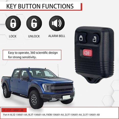 2 حزم استبدال عن بعد دخول بدون مفتاح، دخول مفتاح التحكم عن بعد الارسال فوب الفرس استبدال CWTWB1U345 متوافق مع فورد F-150 F-250 F-350 1998-2016، ميركوري لينكولن مازدا in Kuwait