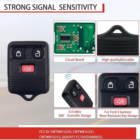2 حزم استبدال عن بعد دخول بدون مفتاح، دخول مفتاح التحكم عن بعد الارسال فوب الفرس استبدال CWTWB1U345 متوافق مع فورد F-150 F-250 F-350 1998-2016، ميركوري لينكولن مازدا in Kuwait