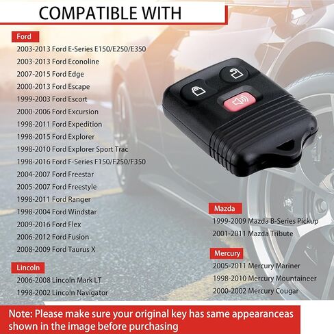 2 حزم استبدال عن بعد دخول بدون مفتاح، دخول مفتاح التحكم عن بعد الارسال فوب الفرس استبدال CWTWB1U345 متوافق مع فورد F-150 F-250 F-350 1998-2016، ميركوري لينكولن مازدا in Kuwait