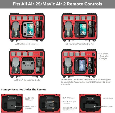 SYMIK P380-MA2DL-V3 حقيبة حمل صلبة مقاومة للماء بطبقة مزدوجة لـ DJI Air 2S / Mavic Air 2 Drone/Fly More Combo مع DJI RC/RC Pro/Smart أو RC-N1 وحدة التحكم القياسية، وسادة الهبوط، iPad، الملحقات in Kuwait