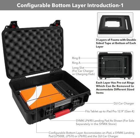 SYMIK P380-MA2DL-V3 حقيبة حمل صلبة مقاومة للماء بطبقة مزدوجة لـ DJI Air 2S / Mavic Air 2 Drone/Fly More Combo مع DJI RC/RC Pro/Smart أو RC-N1 وحدة التحكم القياسية، وسادة الهبوط، iPad، الملحقات in Kuwait