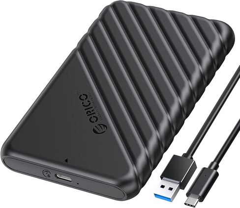 ORICO 2.5 inch USB C Hard Drive Enclosure USB 3.1 Gen 1 to SATA III External Hard Drive Case for SSD HDD 9.5 7mm Tool-Free with UASP, Black (25PW1-C3) in Saudi Arabia