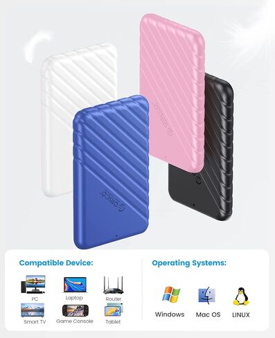 ORICO 2.5 inch USB C Hard Drive Enclosure USB 3.1 Gen 1 to SATA III External Hard Drive Case for SSD HDD 9.5 7mm Tool-Free with UASP, Black (25PW1-C3) in Saudi Arabia
