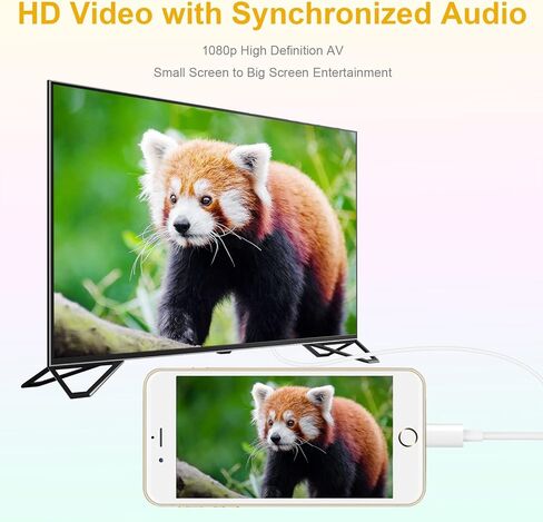 [معتمد من MFI] محول إضاءة إلى HDMI للهاتف بالتلفزيون ، متوافق مع iPhone ، iPad ، Sync Screen Connector Direct Connect on HD TV/شاشة/جهاز عرض لا تحتاج إلى مصدر طاقة (4.9FT) أبيض in Kuwait