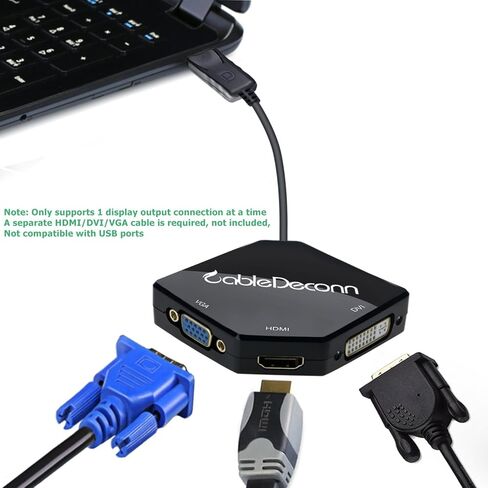 CABLEDECONN Multi-Function Big DisplayPort DP2 to HDMI VGA DVI Cable Converter Adapter in Kuwait