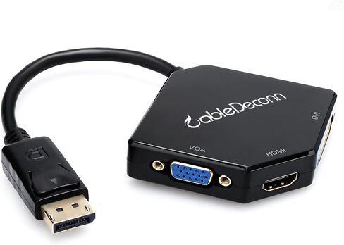 CABLEDECONN Multi-Function Big DisplayPort DP2 to HDMI VGA DVI Cable Converter Adapter in Kuwait