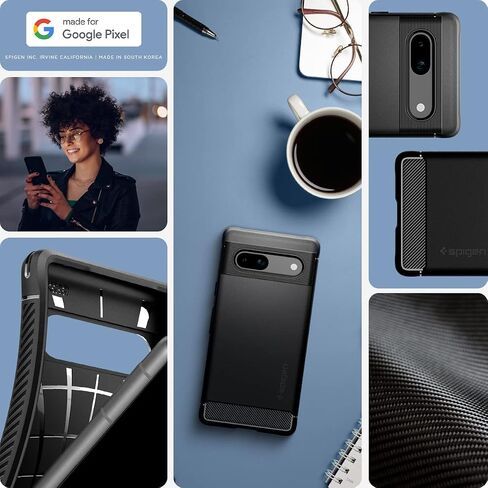 Spigen Rugged Armor Designed for Pixel 7a Case (2023) [Military-Grade Protection] - Matte Black in Kuwait
