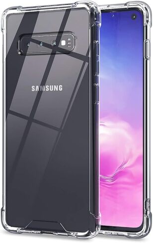 حافظة KIOMY Galaxy S10 فائقة الوضوح ومضادة للصدمات لهاتف Samsung Galaxy S10 [تصميم هجين] ظهر صلب من البولي كربونات مع إطار مرن من مادة TPU وأكياس هوائية ممتصة للصدمات وأغطية خلفية للهاتف الخلوي in Kuwait