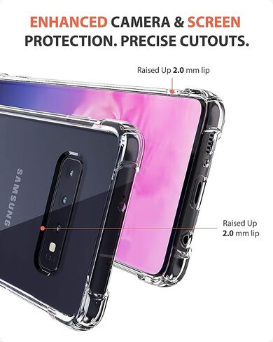 حافظة KIOMY Galaxy S10 فائقة الوضوح ومضادة للصدمات لهاتف Samsung Galaxy S10 [تصميم هجين] ظهر صلب من البولي كربونات مع إطار مرن من مادة TPU وأكياس هوائية ممتصة للصدمات وأغطية خلفية للهاتف الخلوي in Kuwait