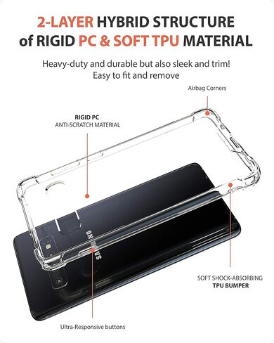 حافظة KIOMY Galaxy S10 فائقة الوضوح ومضادة للصدمات لهاتف Samsung Galaxy S10 [تصميم هجين] ظهر صلب من البولي كربونات مع إطار مرن من مادة TPU وأكياس هوائية ممتصة للصدمات وأغطية خلفية للهاتف الخلوي in Kuwait