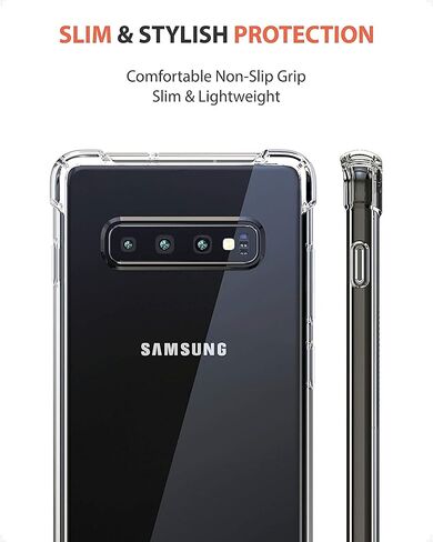 حافظة KIOMY Galaxy S10 فائقة الوضوح ومضادة للصدمات لهاتف Samsung Galaxy S10 [تصميم هجين] ظهر صلب من البولي كربونات مع إطار مرن من مادة TPU وأكياس هوائية ممتصة للصدمات وأغطية خلفية للهاتف الخلوي in Kuwait