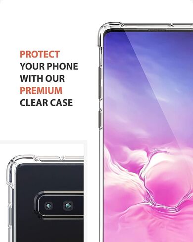 حافظة KIOMY Galaxy S10 فائقة الوضوح ومضادة للصدمات لهاتف Samsung Galaxy S10 [تصميم هجين] ظهر صلب من البولي كربونات مع إطار مرن من مادة TPU وأكياس هوائية ممتصة للصدمات وأغطية خلفية للهاتف الخلوي in Kuwait