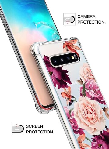حافظة KIOMY Galaxy S10 فائقة الوضوح ومضادة للصدمات لهاتف Samsung Galaxy S10 [تصميم هجين] ظهر صلب من البولي كربونات مع إطار مرن من مادة TPU وأكياس هوائية ممتصة للصدمات وأغطية خلفية للهاتف الخلوي in Kuwait