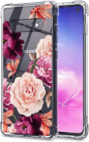 KIOMY Case for Samsung Galaxy S10 Airbag Corners Shockproof Bumper Protective Phone Cover, Hybrid Design Hard PC Back with Flexible TPU Frame (Crystal Clear, for Samsung S10) in Saudi Arabia